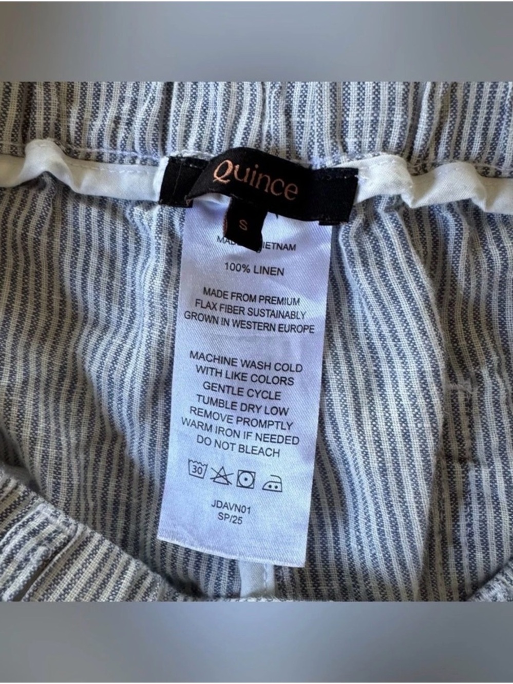 Quince 100% European Linen Pants Blue Pinstripe Coastal - Nautical Resort - Picture 4 of 7